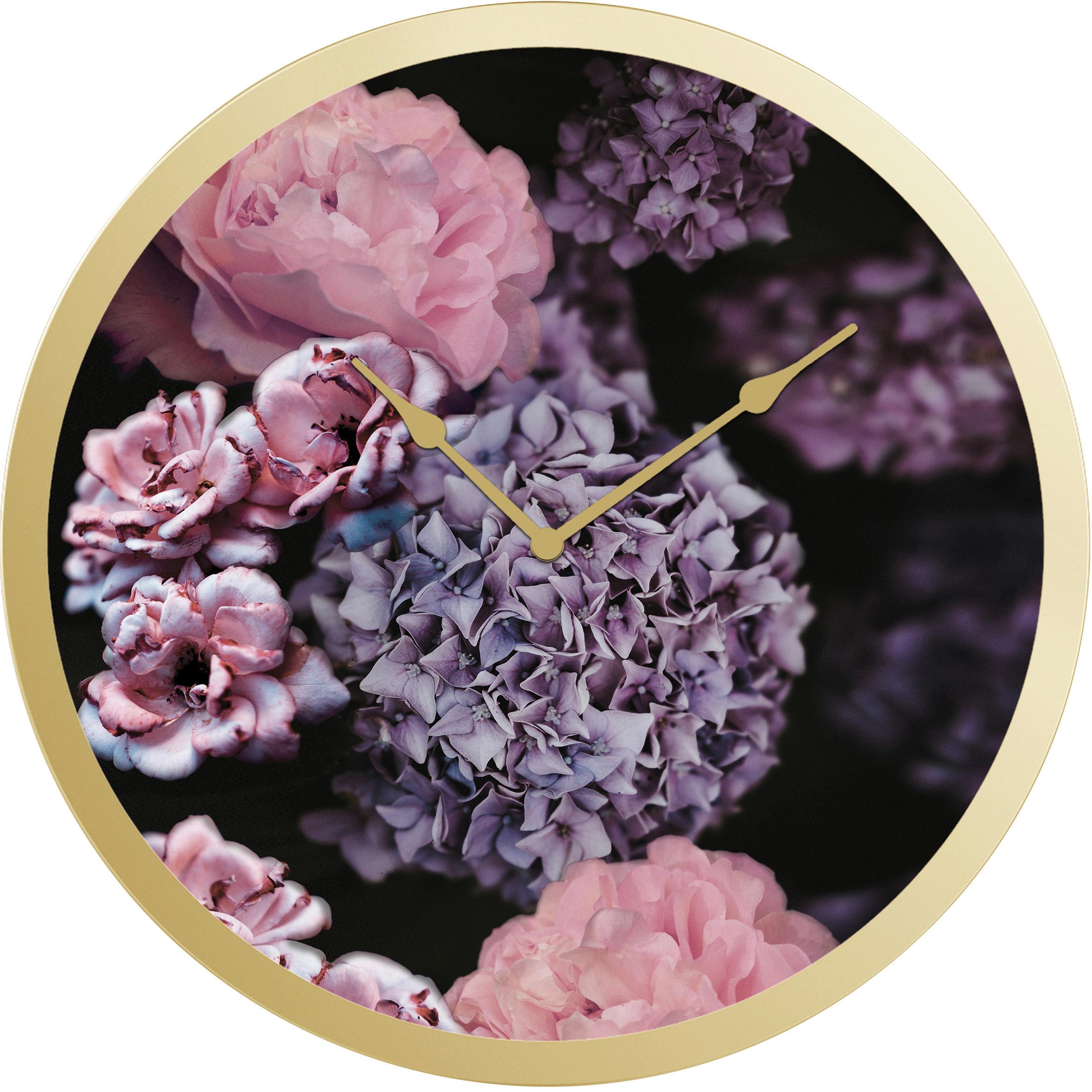 Wanduhr Sally Ø ca. 30,5cm - Messingfarben/Multicolor, Glas/Papier (30,5cm) - Modern Living