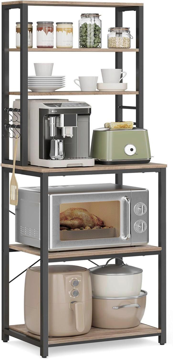 REGAL KITCHEN SHELF - Greige/Schwarz, MODERN, Holzwerkstoff/Metall (60/167/40cm) - MID.YOU