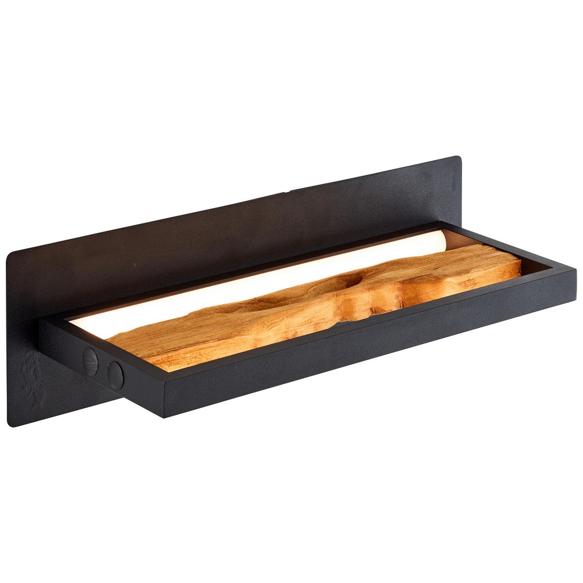LED-Wandleuchte Chaumont Braun/Schwarz max. 9,5 Watt - Schwarz/Braun, Design, Holz/Metall (15,1/35cm) - Brilliant