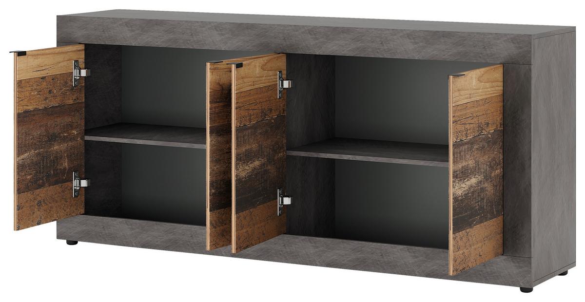 KOMODA SZEROKA LUNEA - czarny/kolor grafitowy, Design, materiał drewnopochodny/tworzywo sztuczne (180/86/42cm) - MID.YOU