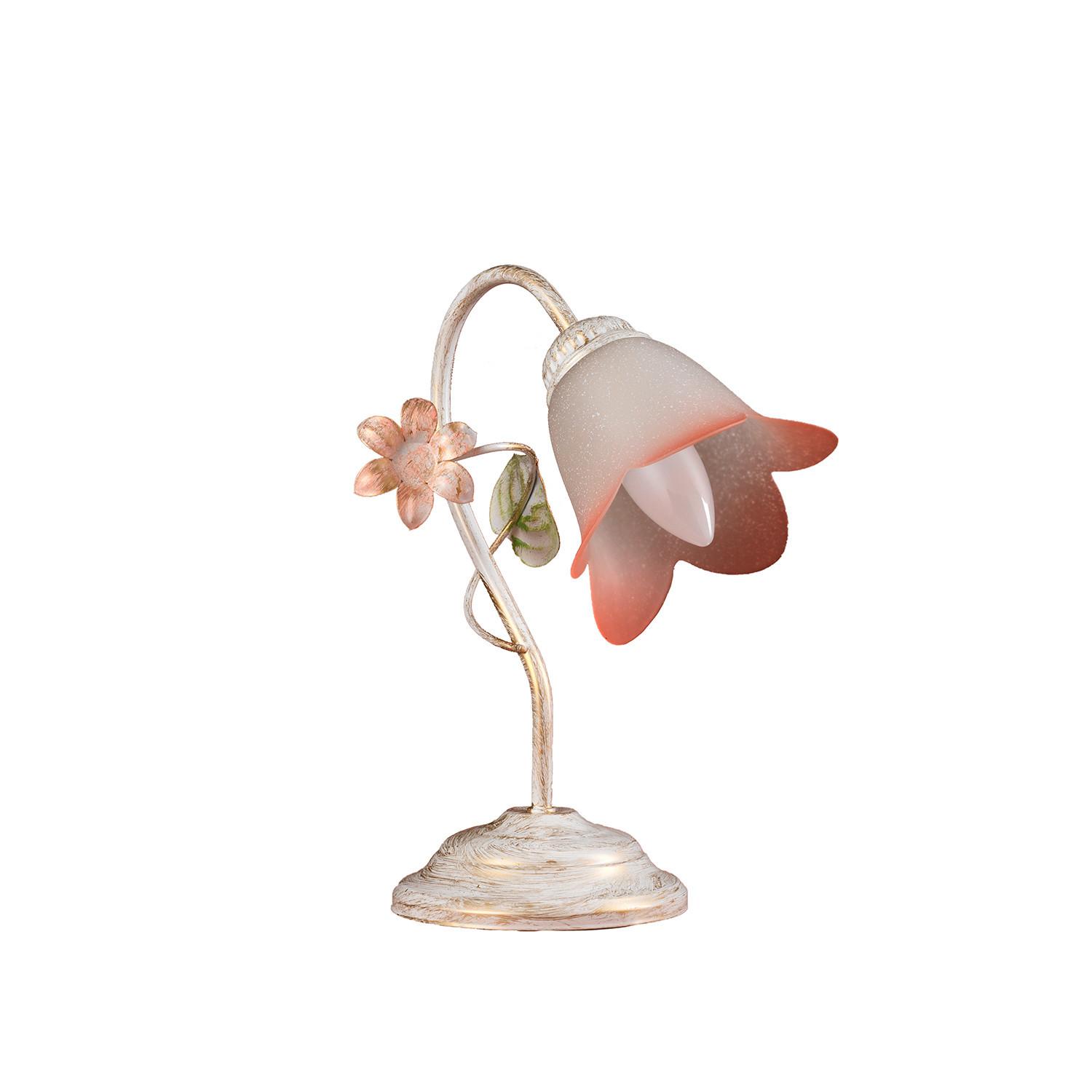 Tischleuchte Botton d'oro Weiß/Pink max. 6 Watt - Weiß, Natur, Glas/Metall (23/15/31cm)