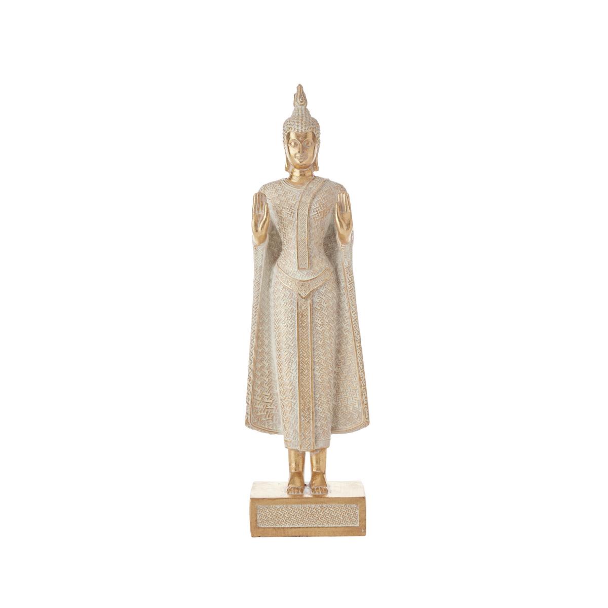 Skulptur Buddha in Weiss/Goldfarben - Weiss/Goldfarben, Lifestyle, Kunststoff (11,5/6,5/40cm) - Mömax