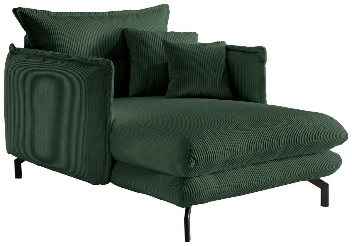 Relaxsessel Lava Grün Cord - Schwarz/Grün, MODERN, Textil/Metall (111/101/167cm) - Livetastic