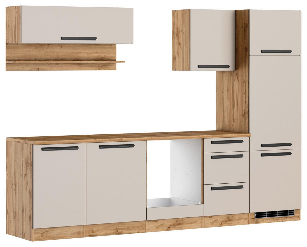 Küchenleerblock Aveiro o. Geräte Kaschmir - Kaschmir/Eiche Wotan, Trend, Holzwerkstoff/Metall (280cm) - Held