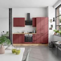 Küchenblock Easytouch High m. Geräten Dunkelrot - Eichefarben/Schwarz, MODERN, Holzwerkstoff/Metall (270cm) - Nobilia