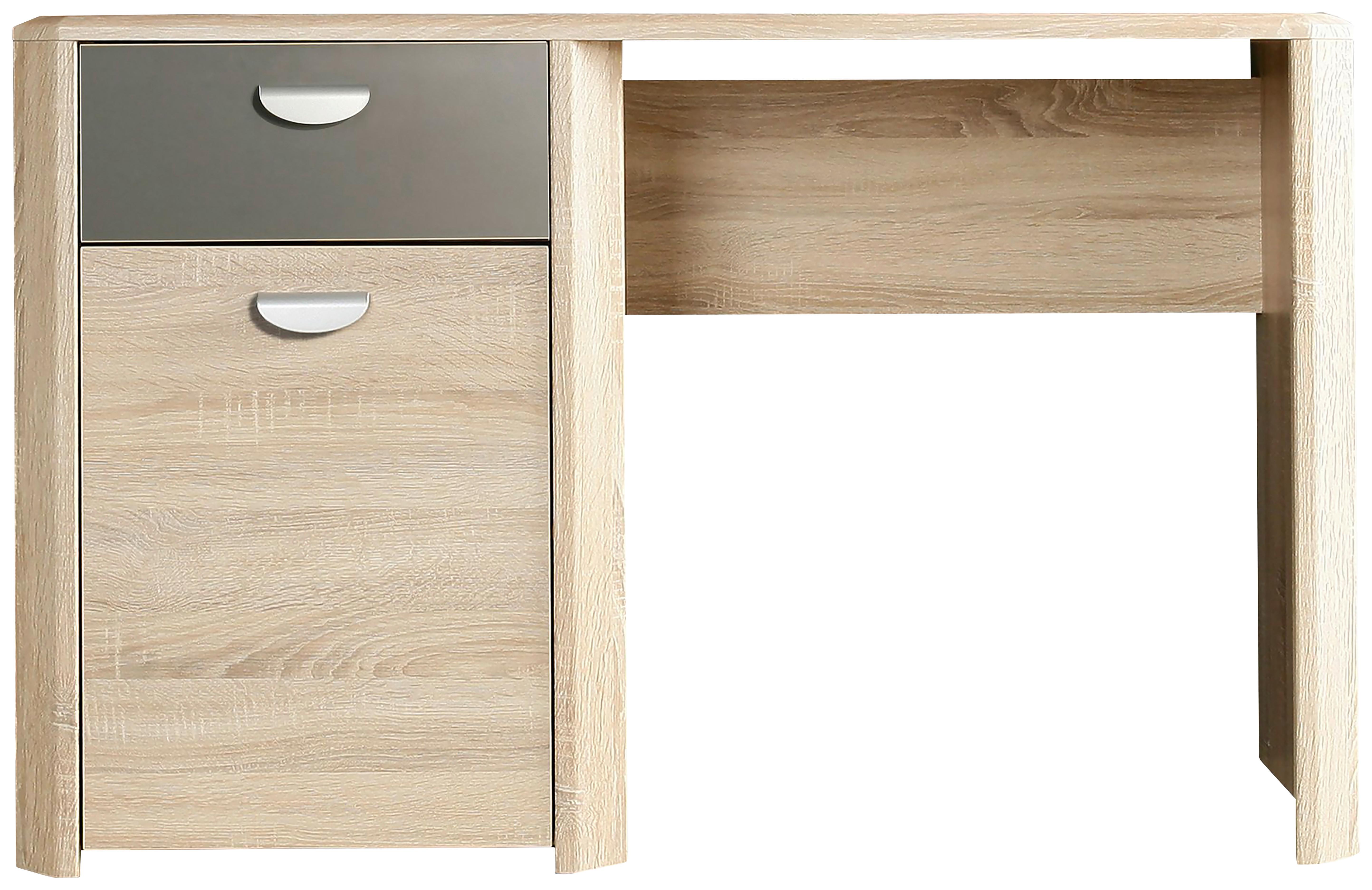 Pisalna Miza Yoop, Barva Hrasta, Antracit - barve hrasta/barve aluminija, Design, leseni material (130/58/74cm) - Carryhome