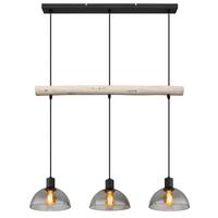 Hängeleuchte Lindi Naturfarben max. 15 Watt - Schwarz/Naturfarben, Natur, Glas/Holz (80/20/120cm) - Globo