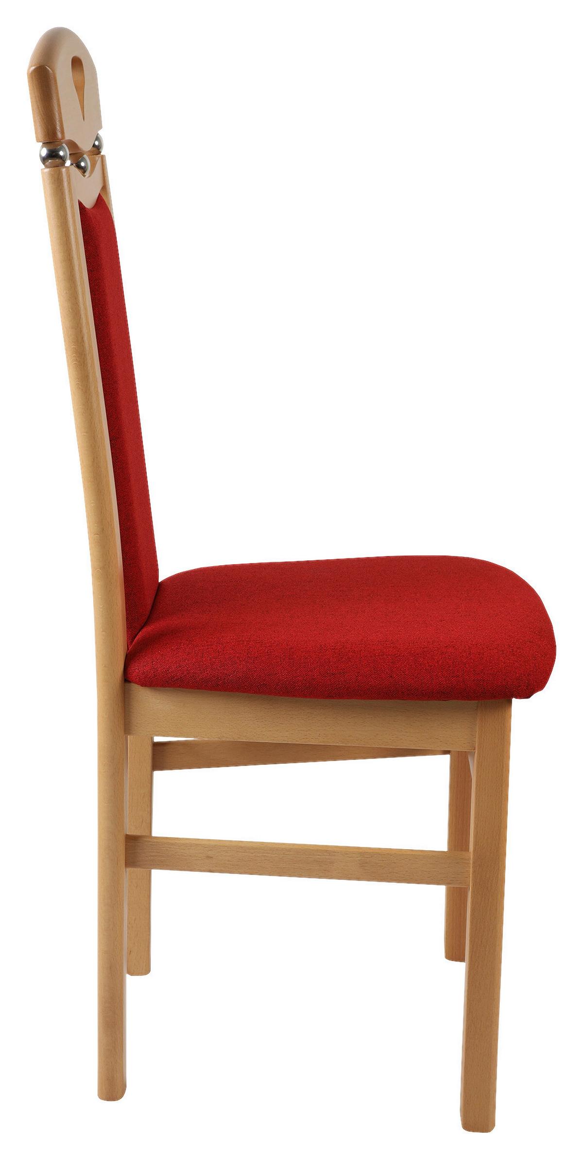 KRZESŁO BERTA II - kolor bukowy/ciemnoczerwony, Konventionell, drewno/tkanina (47/103/46cm) - Livetastic