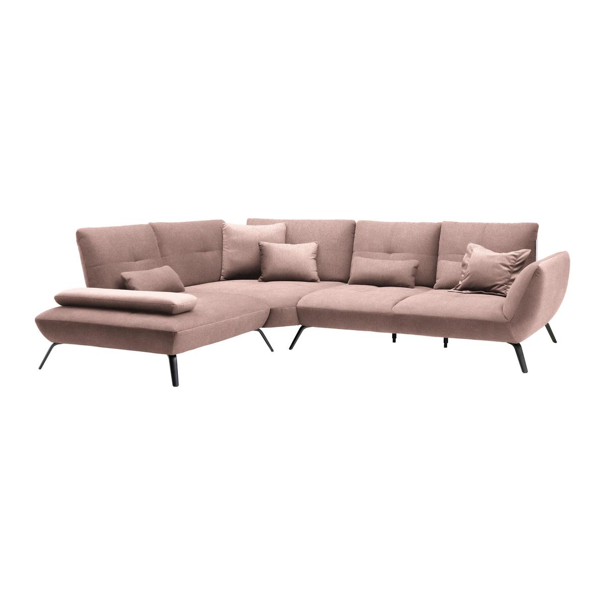 Wohnlandschaft Trendy Rosa - Schwarz/Rosa, MODERN, Holzwerkstoff/Textil (250/93/310cm) - Premium Living