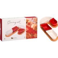 Servierschalenset CANDY - Hellbraun/Weiss, Holz/Keramik (29/17/4,5cm)