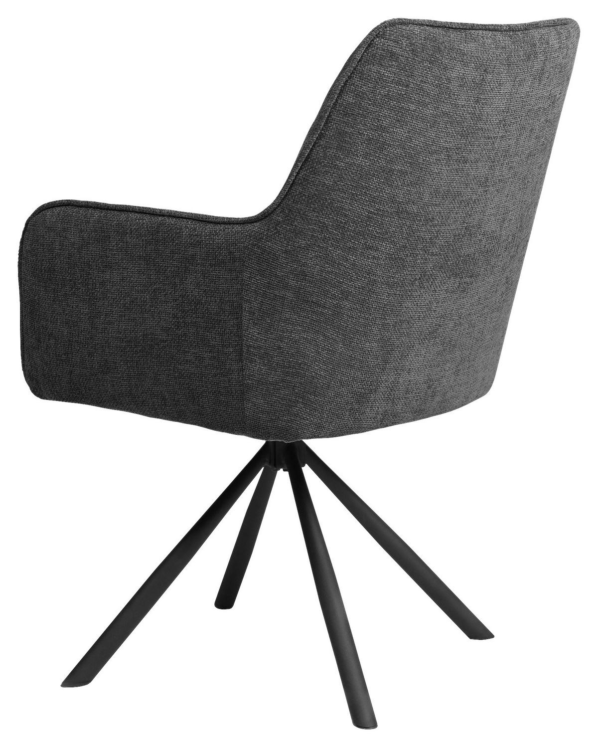 KRZESŁO Z PODŁOKIETNIKAMI JOSHUA - czarny/szary, Design, metal/tkanina (58/91/65cm) - Carryhome