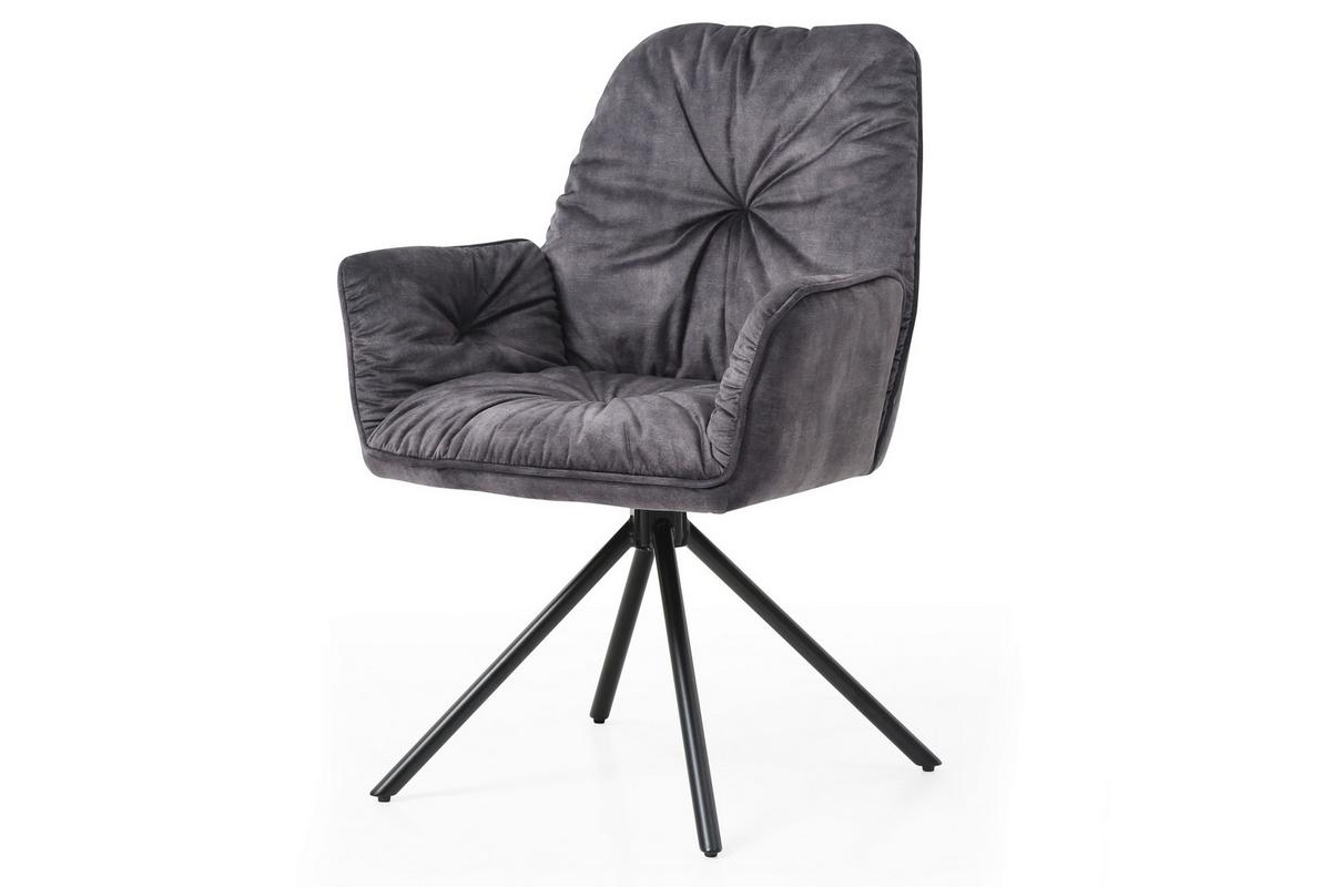 Naslanjač Vintage, Črna, Vrtljiv - črna, Moderno, kovina/tekstil (61/90/59cm) - Livetastic