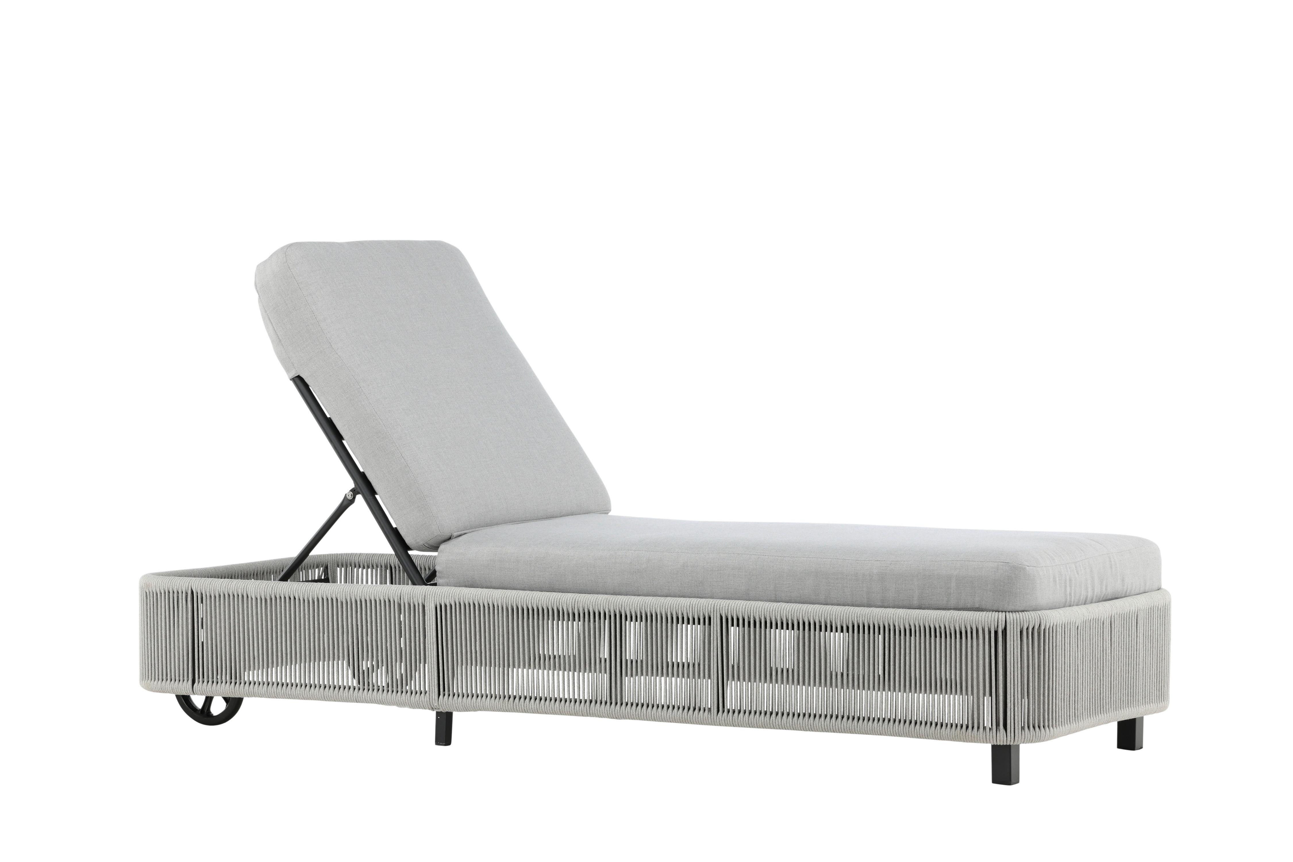 SONNENLIEGE VIRYA - Schwarz/Grau, KONVENTIONELL, Textil/Metall (75/32/205cm) - Gardenson