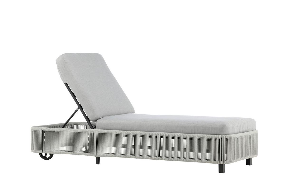 SONNENLIEGE VIRYA - Schwarz/Grau, KONVENTIONELL, Textil/Metall (75/32/205cm) - Gardenson
