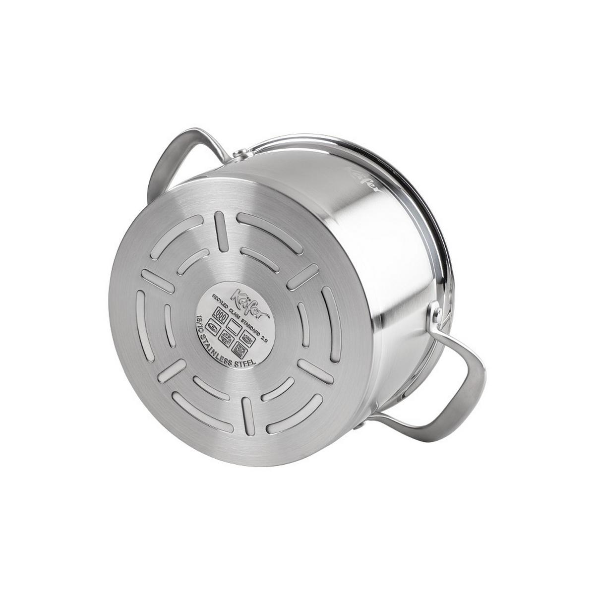Főzőedény 4484-Ka - nemesacélszínű, Basics, üveg/fém (20cm) - Käfer