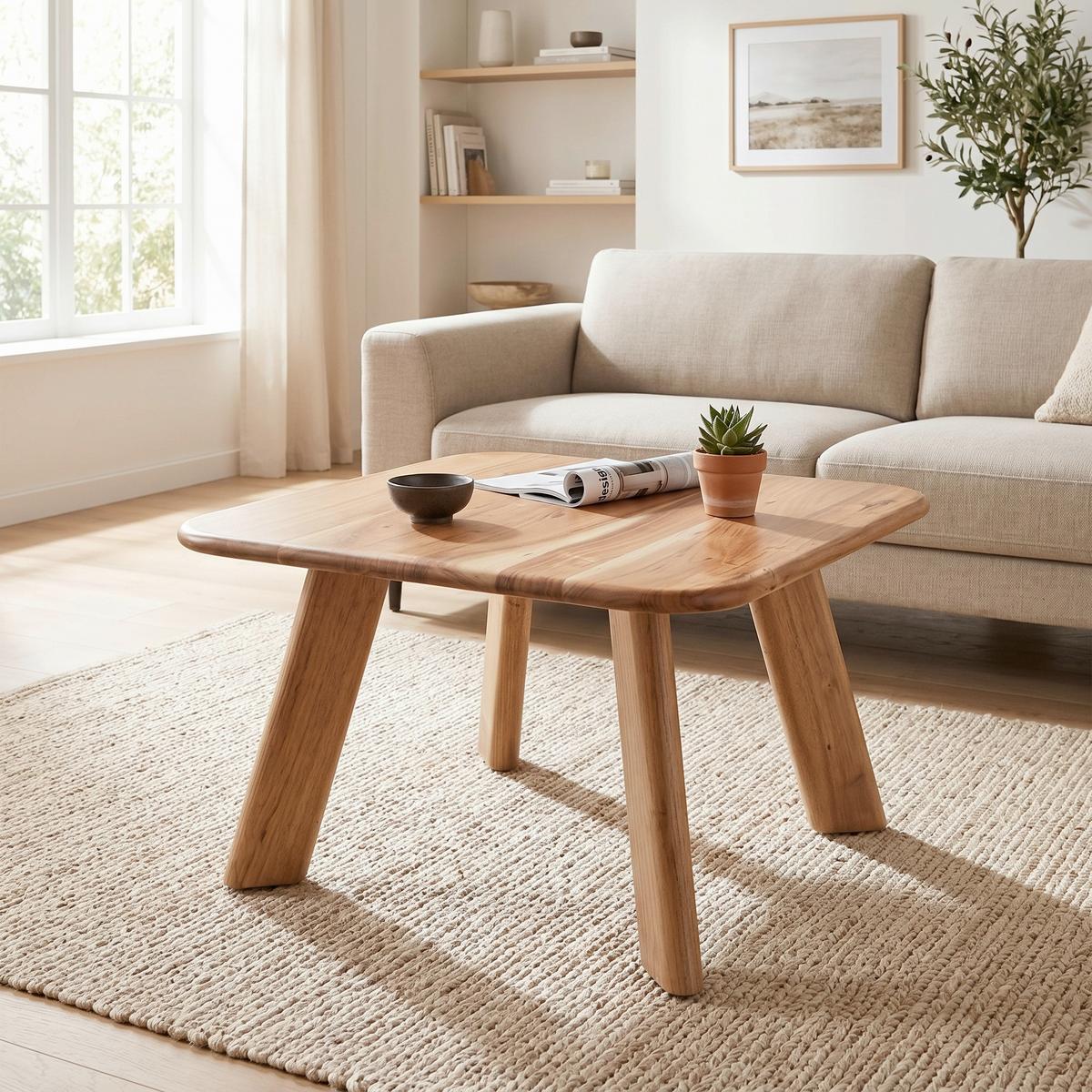 Couchtisch Liza aus Akazienholz, vollmassiv - Akaziefarben, MODERN, Holz (70/70/45cm) - Premium Living