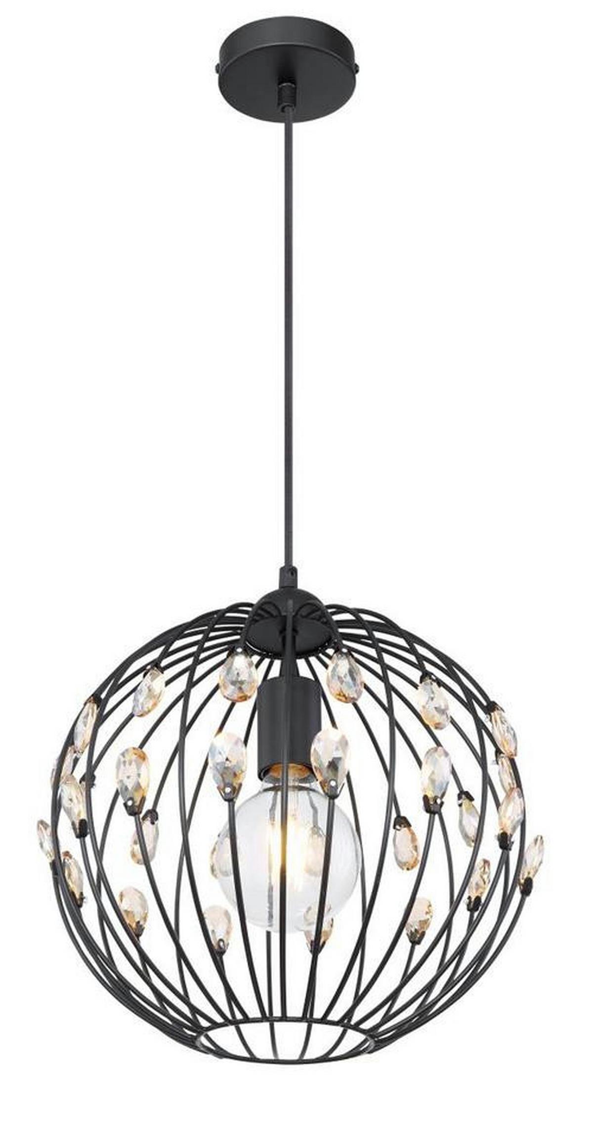 Hängeleuchte 16029H max. 60 Watt - Schwarz, Basics, Glas/Metall (30/120cm) - Globo