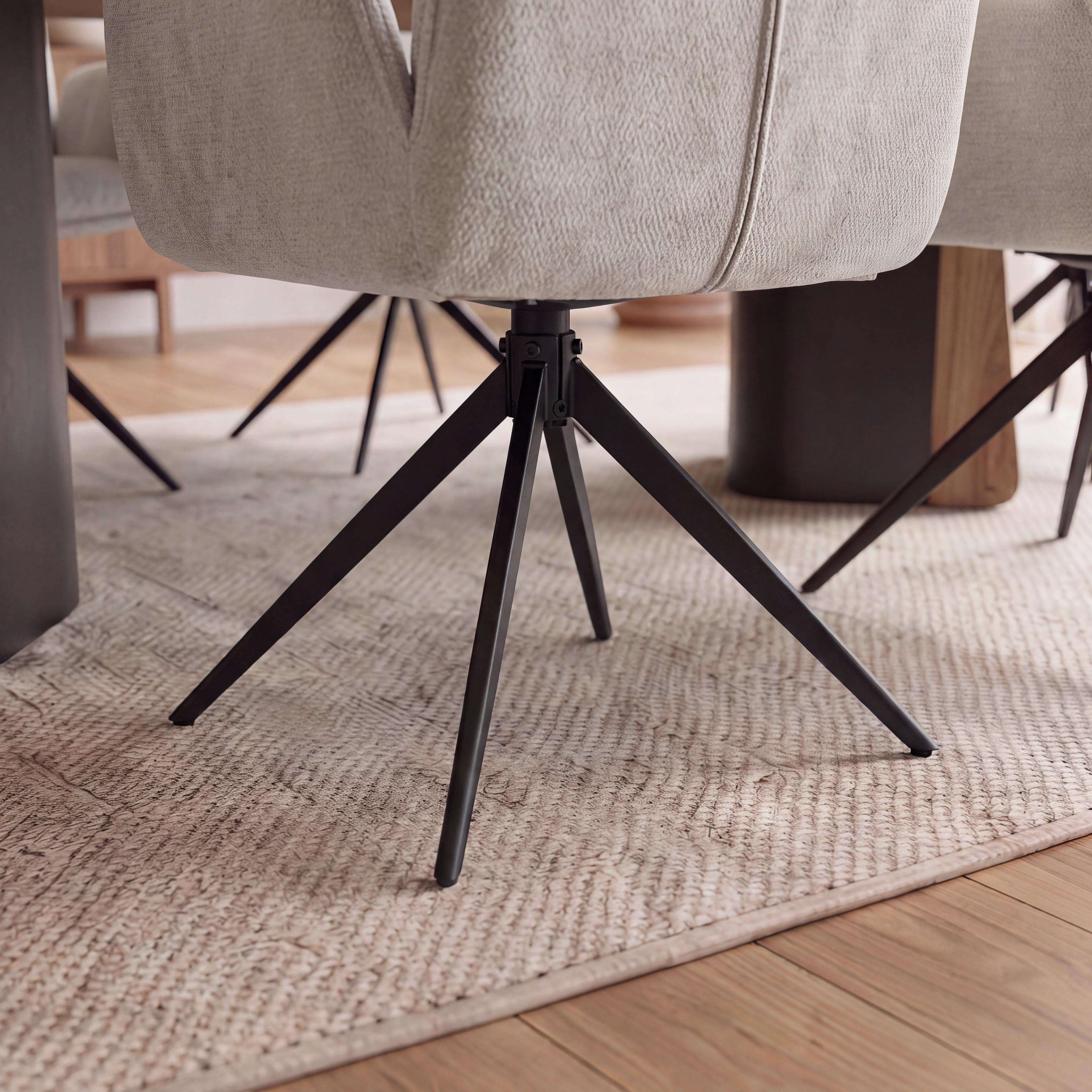 STOL MED ARMSTÖD NALANI - mörkgrå/greige, Modern, metall/textil (58/90/65,5cm) - Bessagi Home