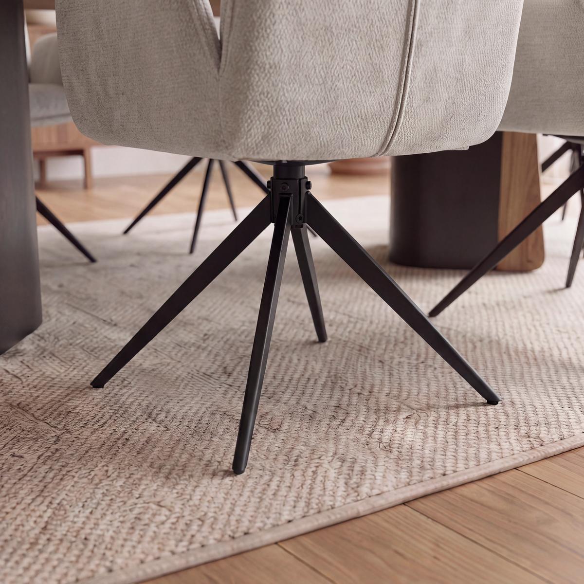 Armlehnstuhl Nalani Greige Webstoff Drehbar Gepolstert - Greige/Dunkelgrau, MODERN, Textil/Metall (58/86/62cm) - Bessagi Home