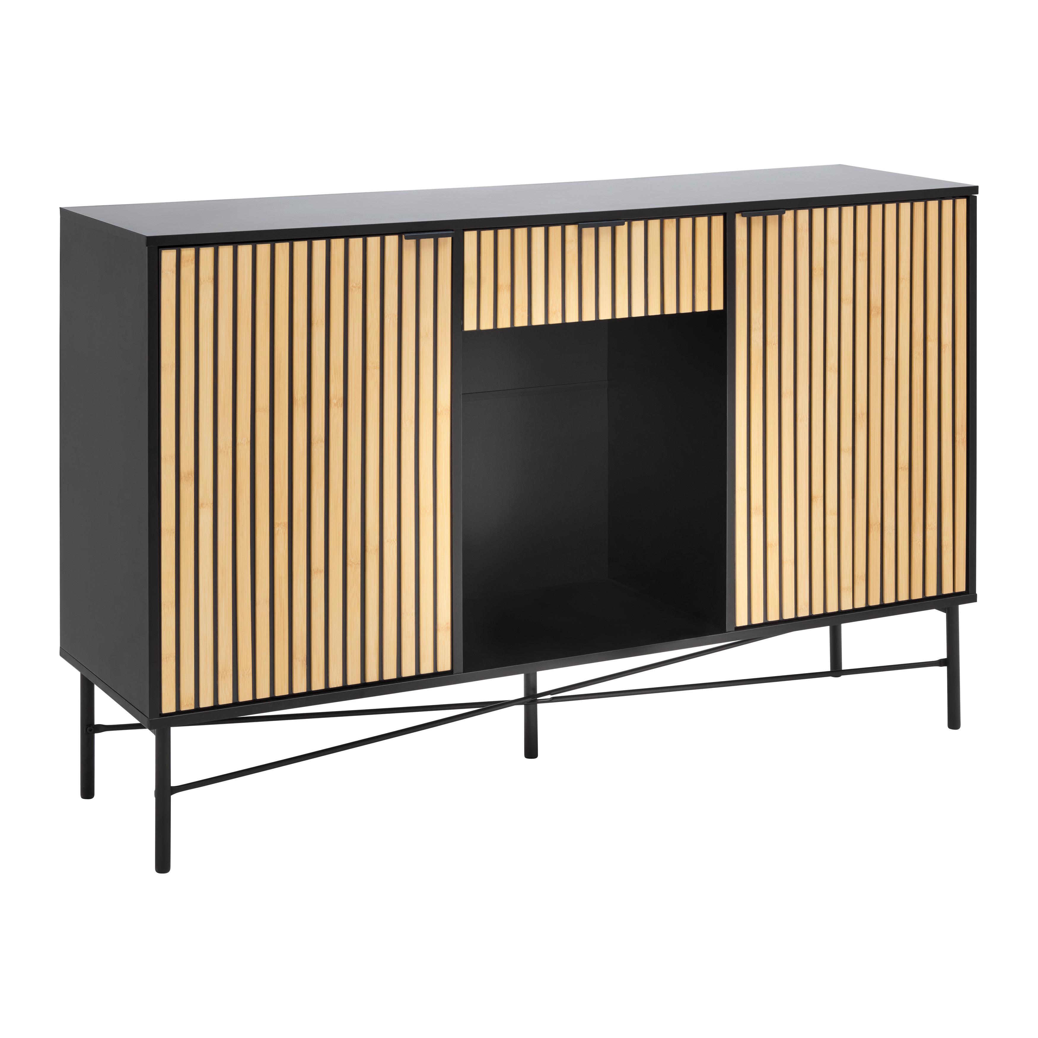 SIDEBOARD MADRID -EXKLUSIV- - svart/naturfärgad, Modern, metall/trämaterial (143/90/40cm) - Mömax