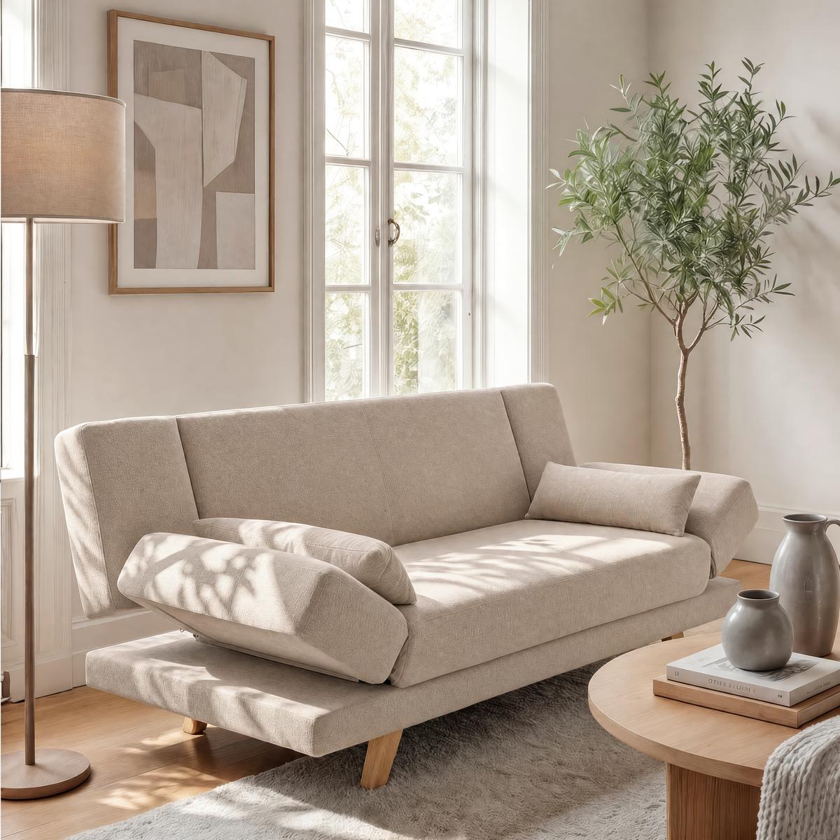 Zofa S Posteljno Funkcijo Funky - umazano rjava/bež, Moderno, tekstil/les (183/73/79cm) - Bessagi Home
