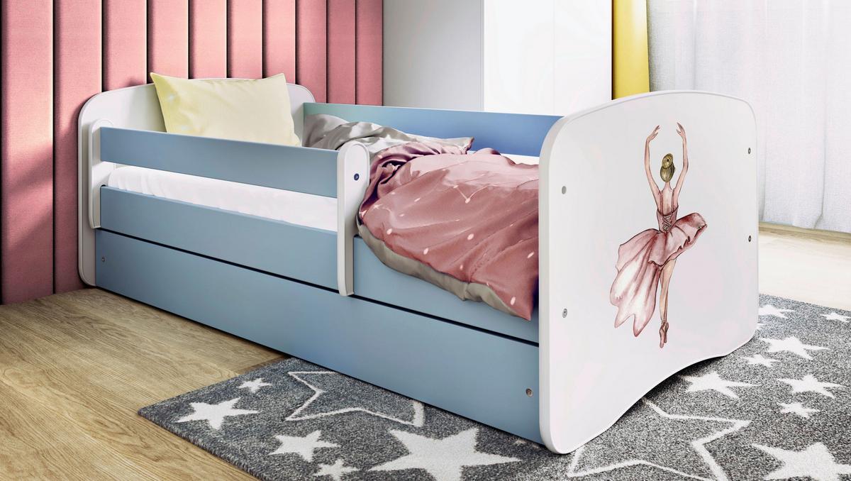 Otroška Postelja Babydreams, Bela, Modra, 80x160cm - modra/bela, Moderno, tekstil/leseni material (80/160cm) - MID.YOU