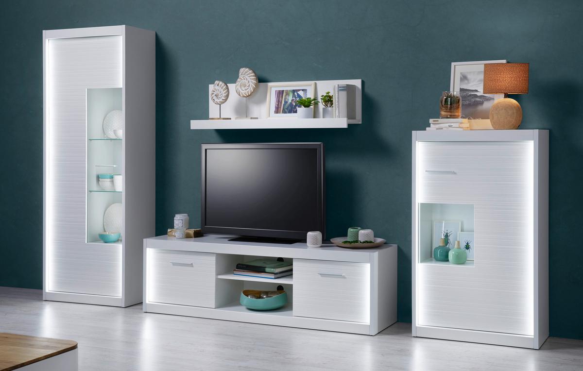Dnevni Regal Lenny, Bela - srebrne barve/bela, Moderno, kovina/leseni material (300/190/35-42cm) - Premium Living