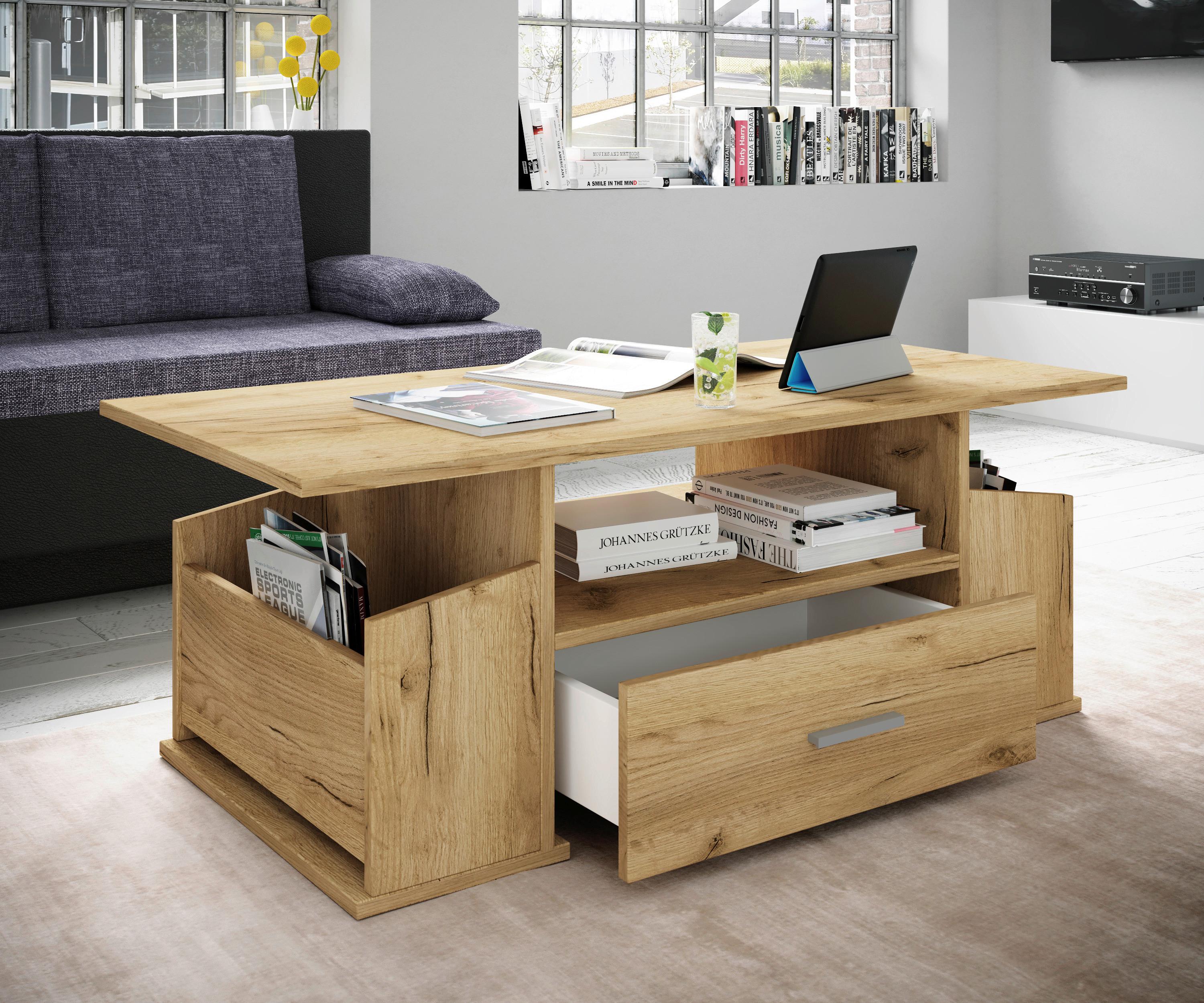COUCHTISCH JUNATA - Honigeiche/Grau, Design, Holzwerkstoff/Kunststoff (110/52/44cm) - MID.YOU