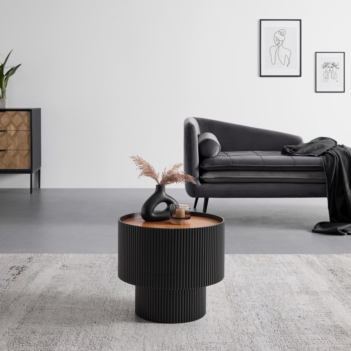 Couchtisch Johnny Naturfarben/Schwarz - Schwarz/Naturfarben, MODERN, Holzwerkstoff (45/40cm) - Mömax