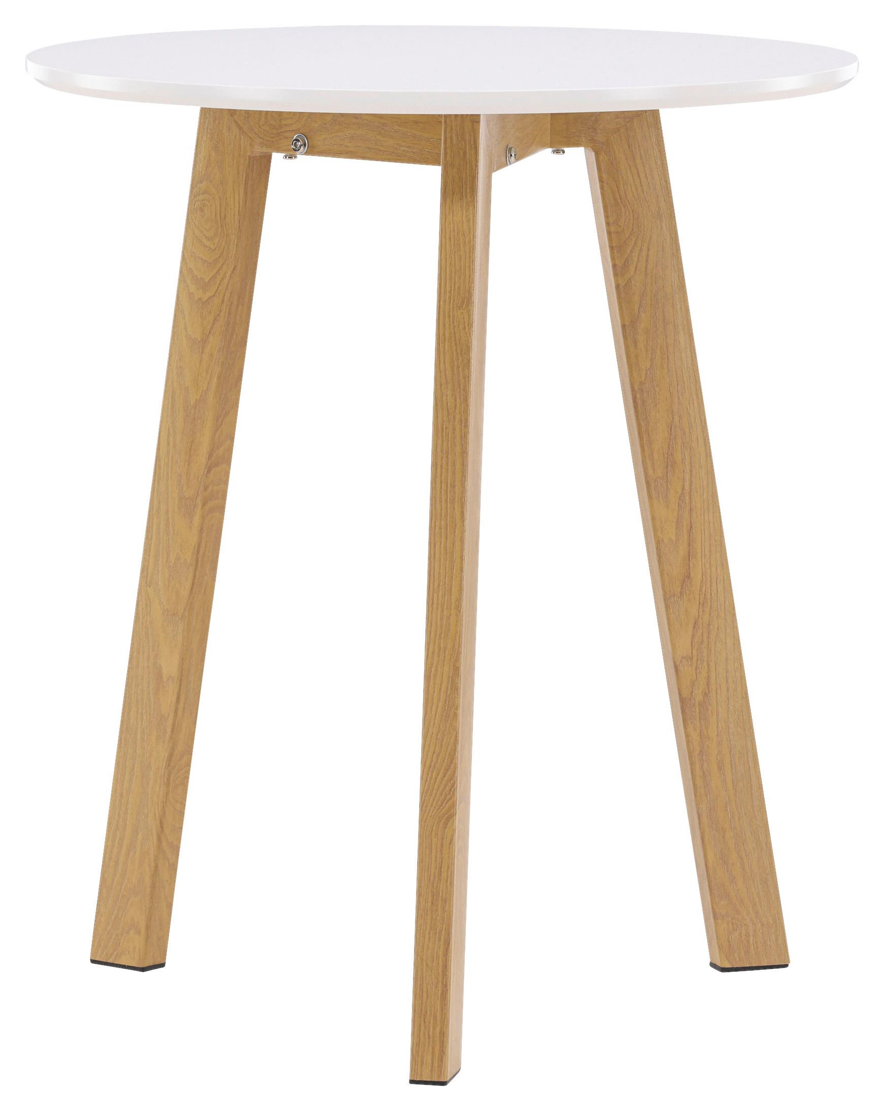 Esstisch Leonora Ø ca. 65 cm Weiß/Holz - Hellbraun/Weiß, Design, Holz/Metall (65/65/75cm) - Livetastic
