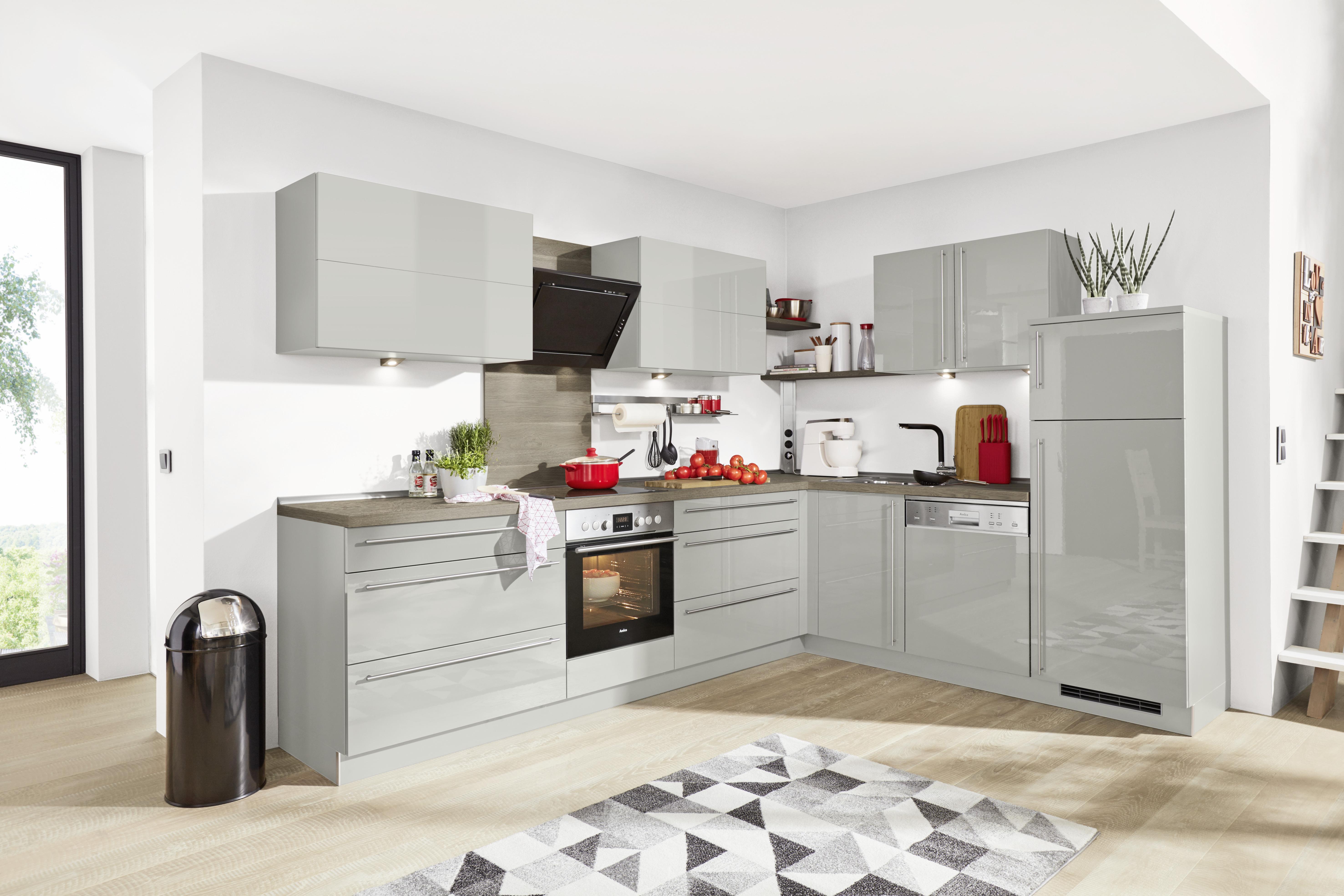 Eckküche Nolte Lux Grau - Grau (235/305cm) - Nolte Küchen