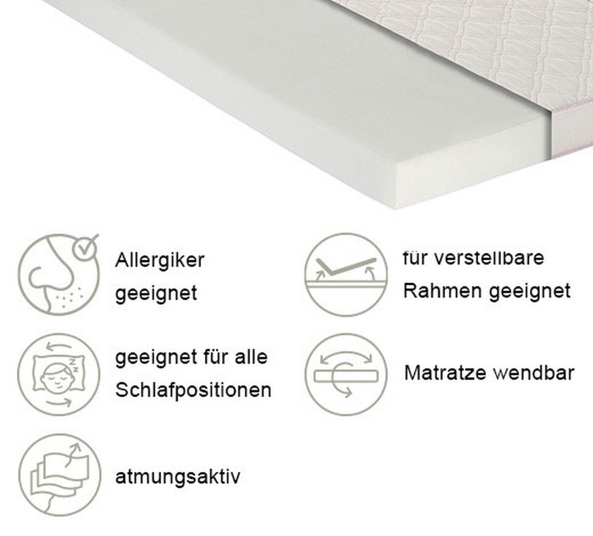 Kaltschaummatratze Basic Plus H2/3 ca. 90x190 cm - Weiß, Basics, Textil (90/190cm) - P & B