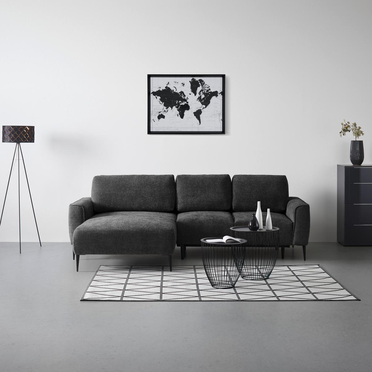Ecksofa Custom Schwarz - Schwarz, MODERN, Textil/Metall (164/85/255cm) - Mömax