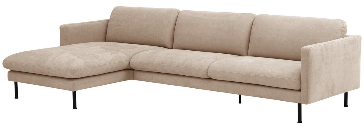 Ecksofa Nathan in Beige Flachgewebe - Beige/Schwarz, MODERN, Textil/Metall (160/286cm) - Max Winzer