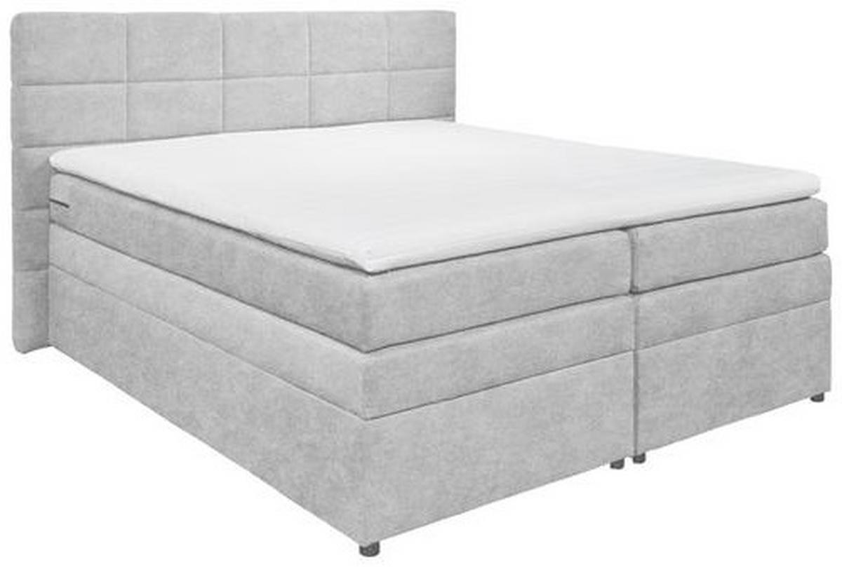 Boxspringbett Tacoma 3 inkl. Topper ca. 180x200 cm Silberf. - Silberfarben, KONVENTIONELL, Kunststoff/Textil (180/200cm) - MID.YOU