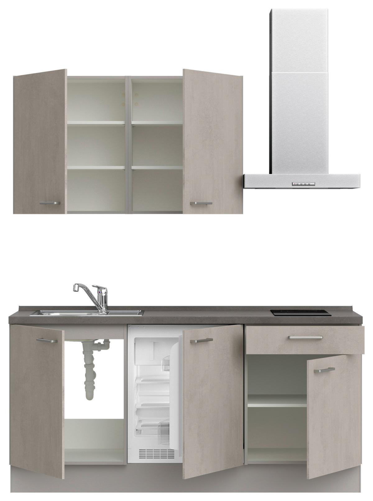 Küchenblock Riva Low m. Geräten Grau - Schieferfarben/Edelstahlfarben, MODERN, Holzwerkstoff/Metall (180cm) - Nobilia