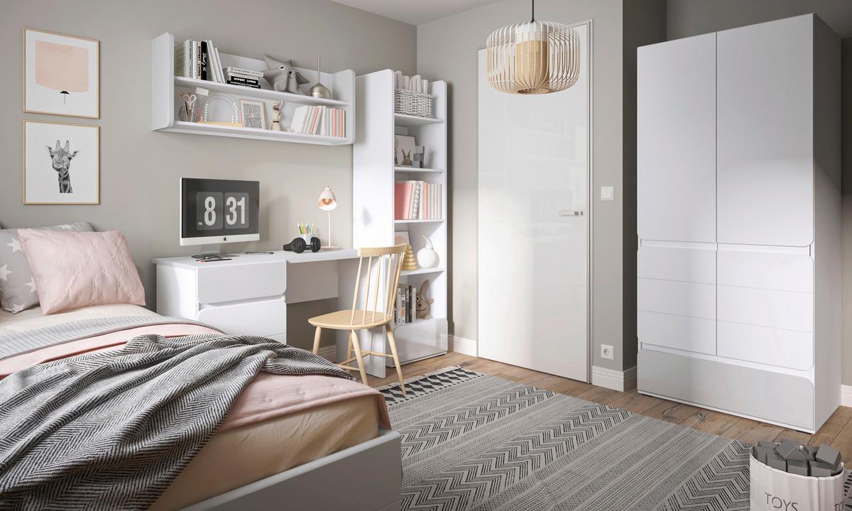 Zidna Polica Flexi - bijela/siva, Moderno, drvni materijal (118/48/24cm) - Premium Living