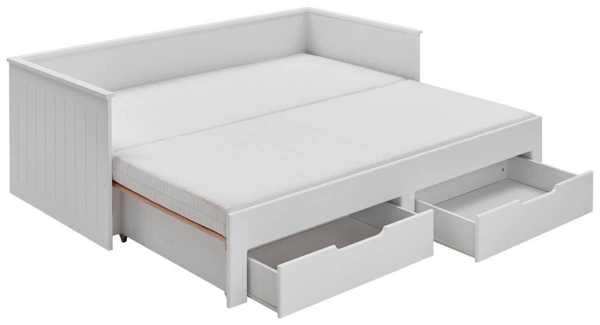 Raztegljiva Postelja Clara, Bela, 90-180x200 - bela/barve bukve, Basics, leseni material/les (90/200cm) - P & B