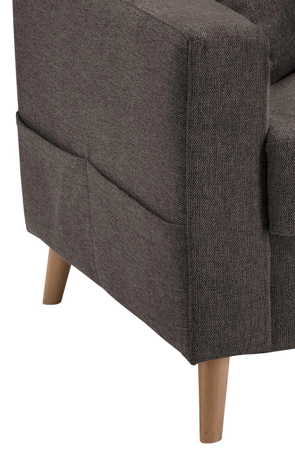 Wohnlandschaft Valentina Braun Struktur - Braun/Naturfarben, KONVENTIONELL, Holz/Textil (228/150cm) - P & B