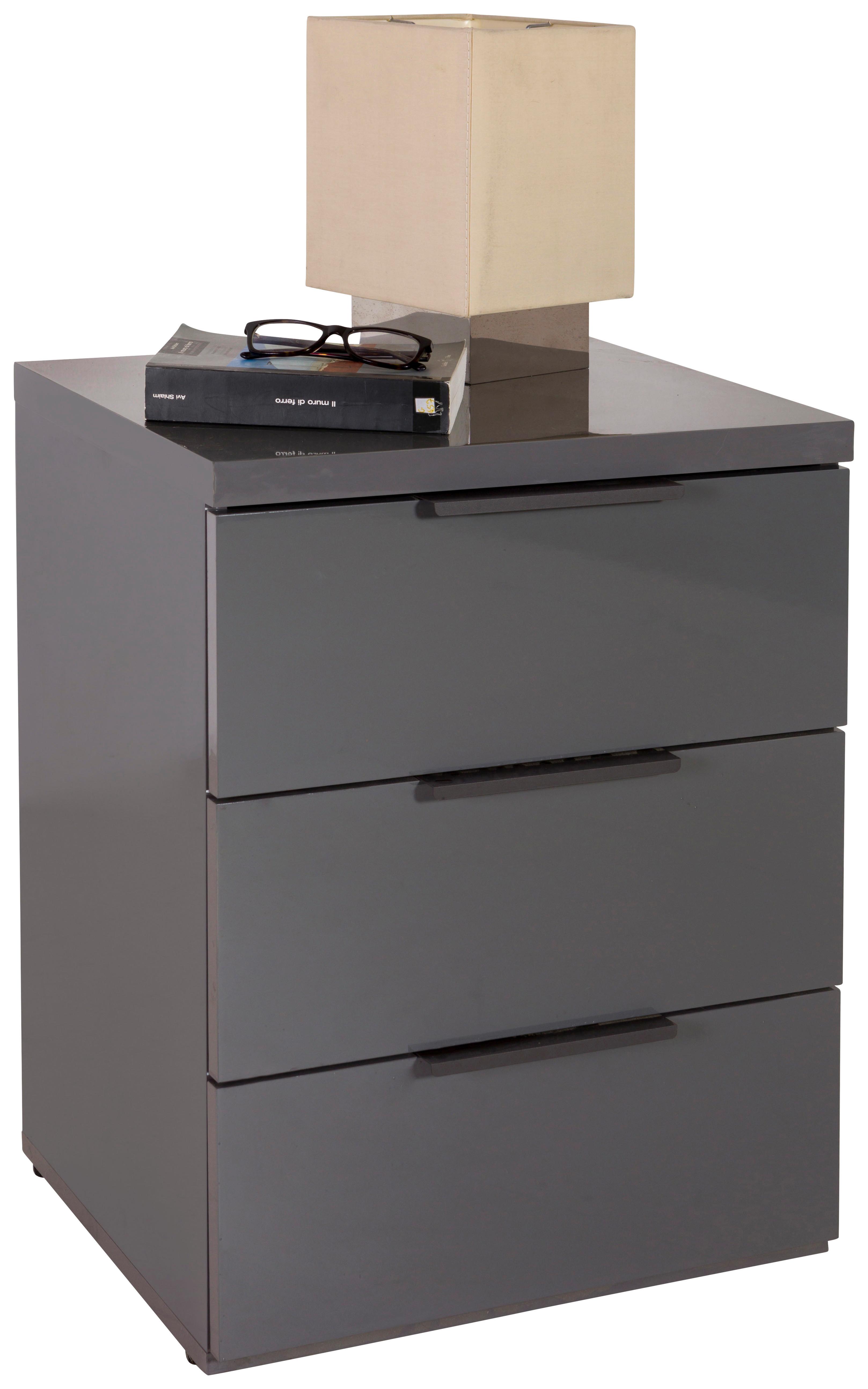 Nočna Omarica Mundi, Siva - siva/visoki sijaj, Moderno, leseni material (49/63,5/40,4cm) - Mömax