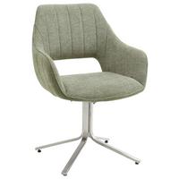 Armlehnstuhl Bacares in Olivgrün - Edelstahlfarben/Olivgrün, Lifestyle, Textil/Metall (62/88/63cm) - Premium Living