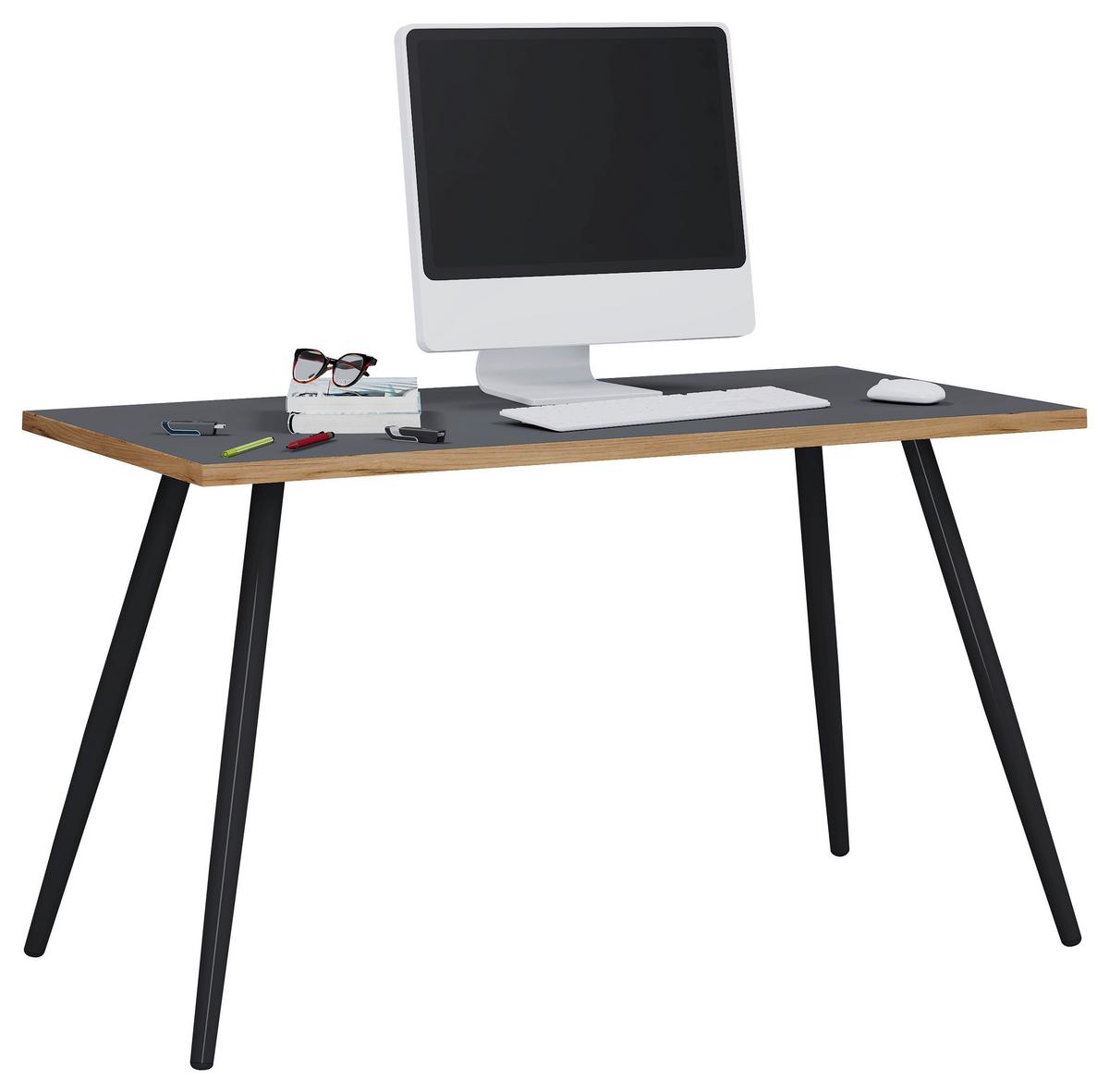 Schreibtisch Salia T50 - Honigeiche/Anthrazit, Design, Holzwerkstoff/Metall (110/50/70cm) - P & B