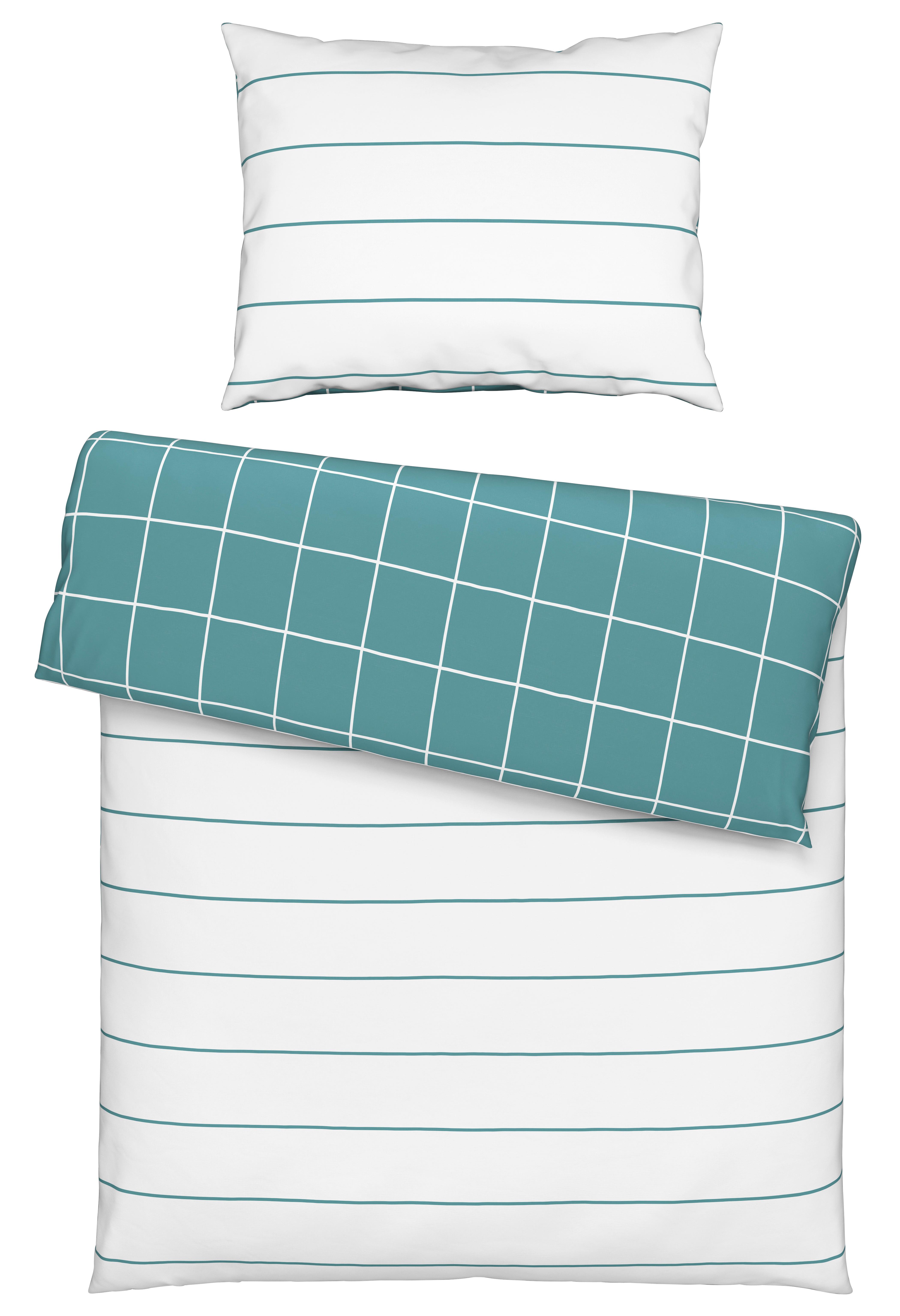 Ágyneműhuzat-garnitúra Kira - kék/fehér, Modern, textil (140/200cm) - Modern Living