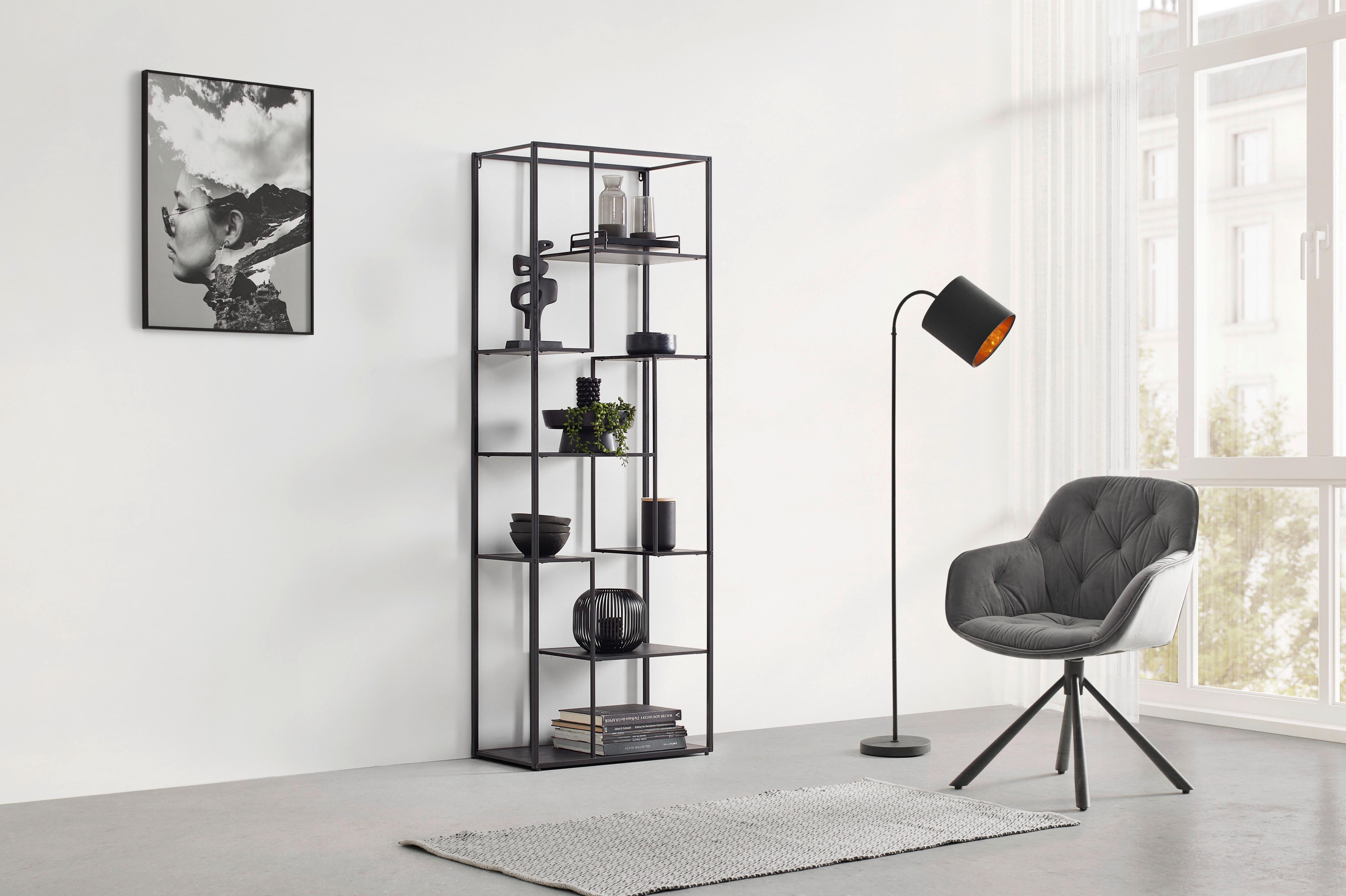 ÉTAGÈRE MATEA II -EXKLUSIV- - noir, MODERN, matériau en bois/métal (60/170/33cm) - Mömax