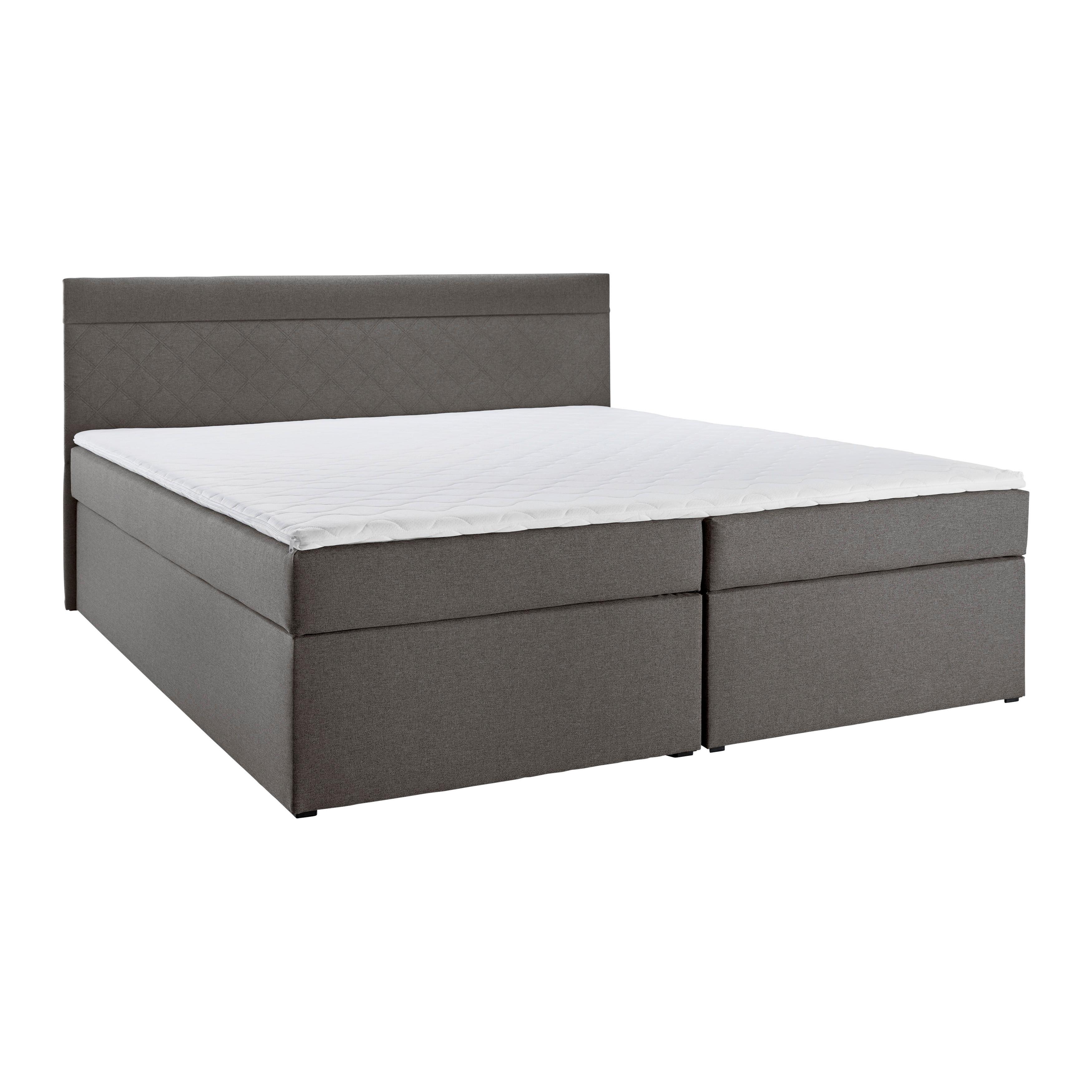 Boxbett Rosa ca. 180x200 cm Grau mit Topper - Schwarz/Grau, MODERN, Holz/Holzwerkstoff (180/200cm) - Bessagi Home