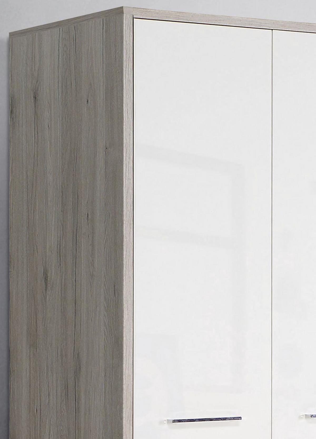 DULAP USI ROTATIVE JANDIA - alb/culoare lemn stejar, Konventionell, plastic/metal (147/201,5/60cm) - Modern Living