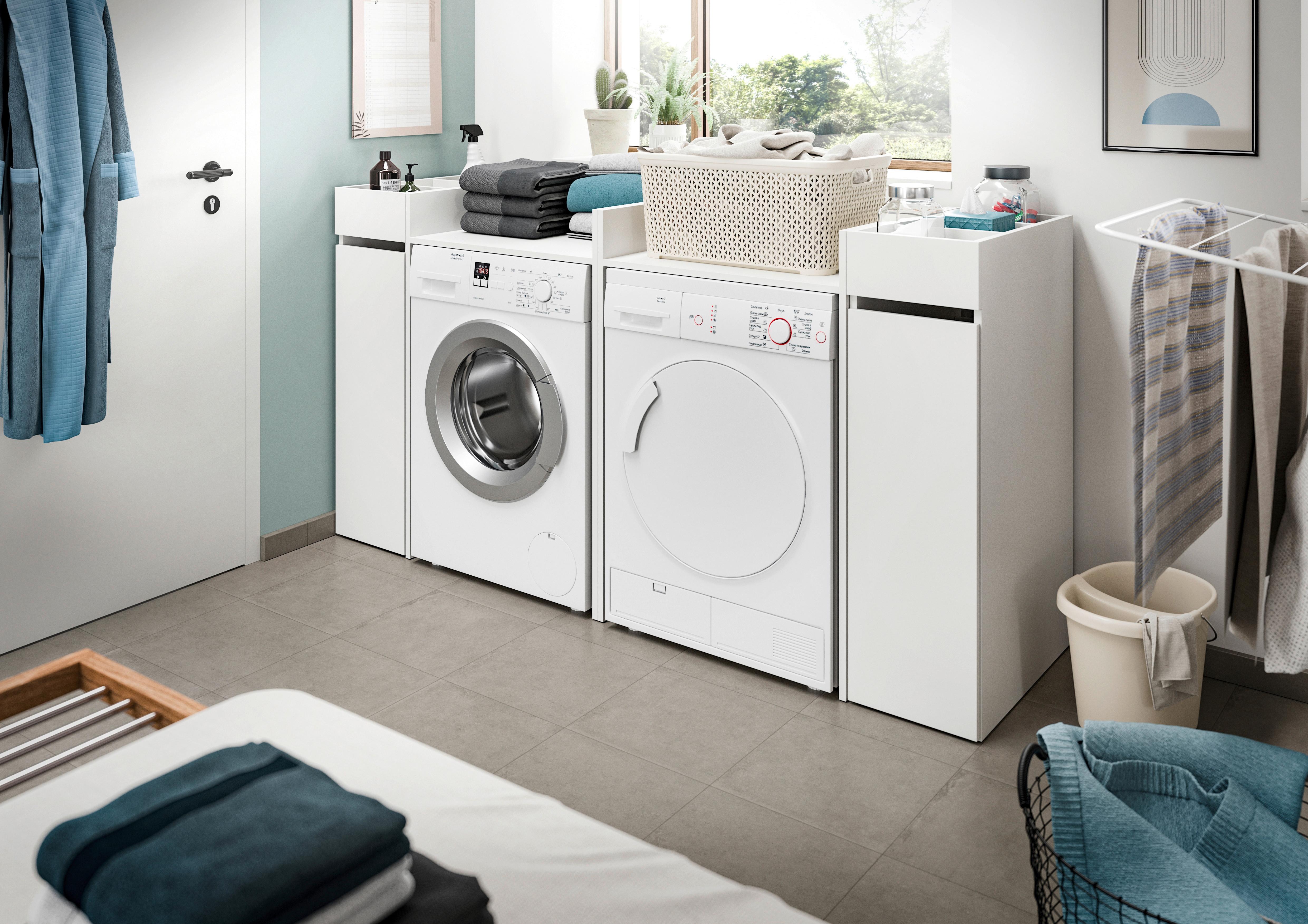 Omarica Za Pralni Stroj Free, Bela - bela, Moderno, leseni material (190/101/60cm) - MID.YOU