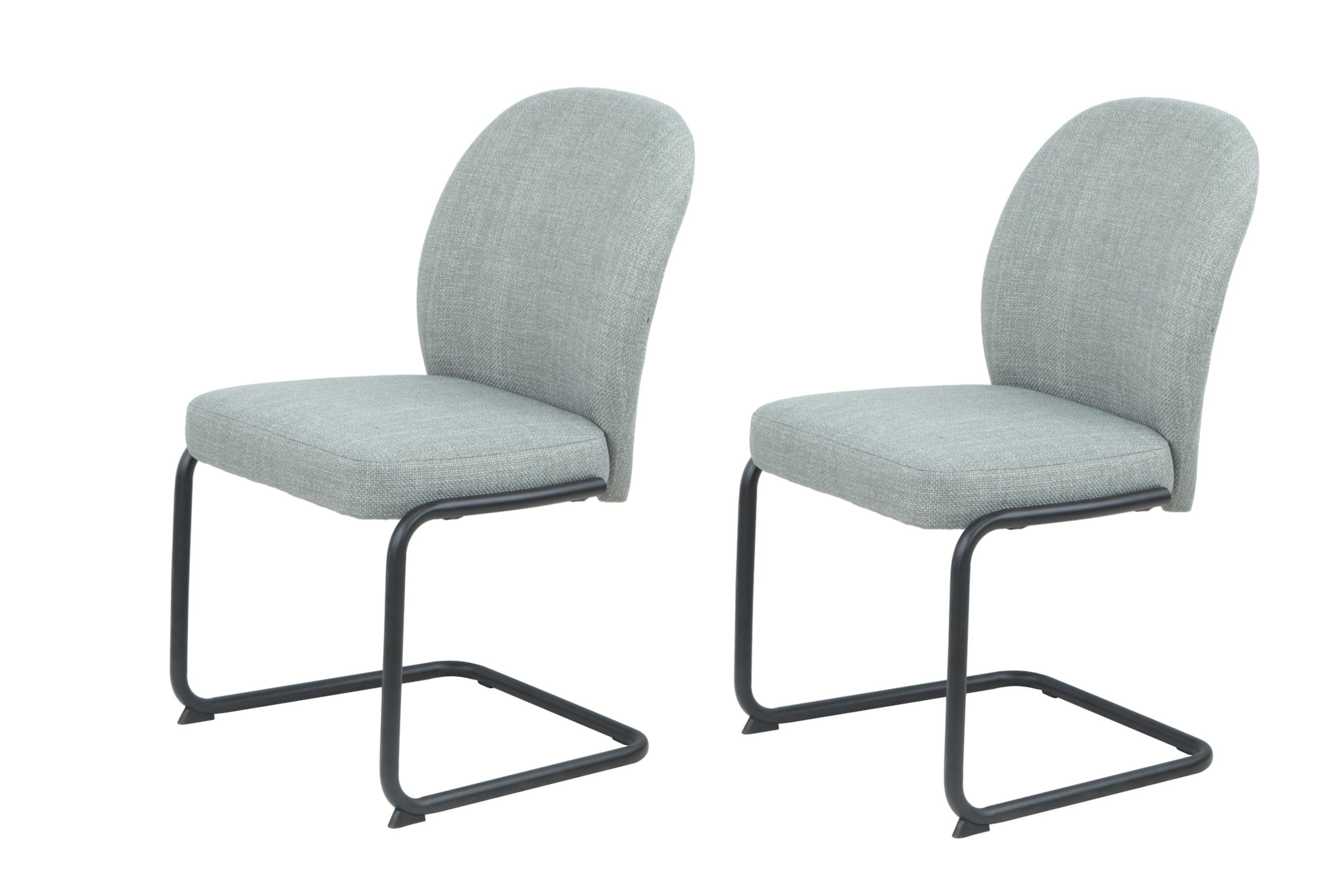 Schwingstuhl-Set Karen 2er-Set Mintgrün - Schwarz/Mintgrün, MODERN, Textil/Metall (53/90/62cm) - MID.YOU