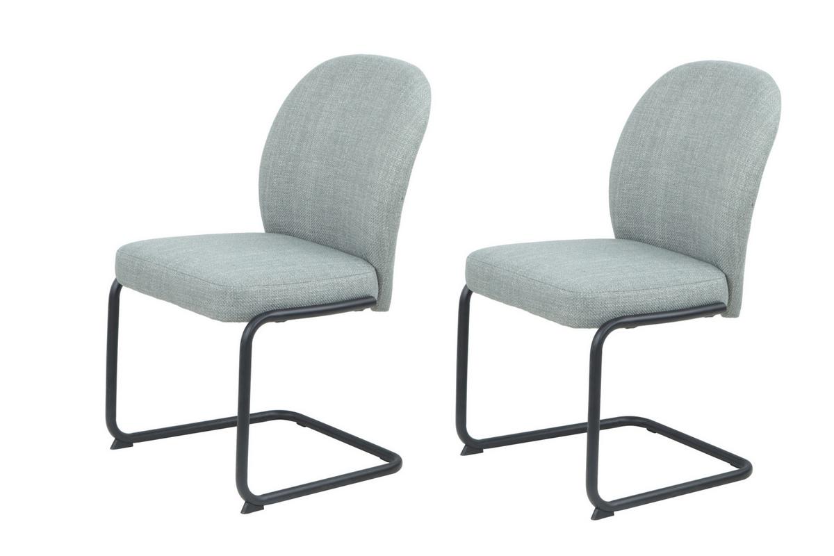 Schwingstuhl-Set Karen 2er-Set Mintgrün - Schwarz/Mintgrün, MODERN, Textil/Metall (53/90/62cm) - MID.YOU