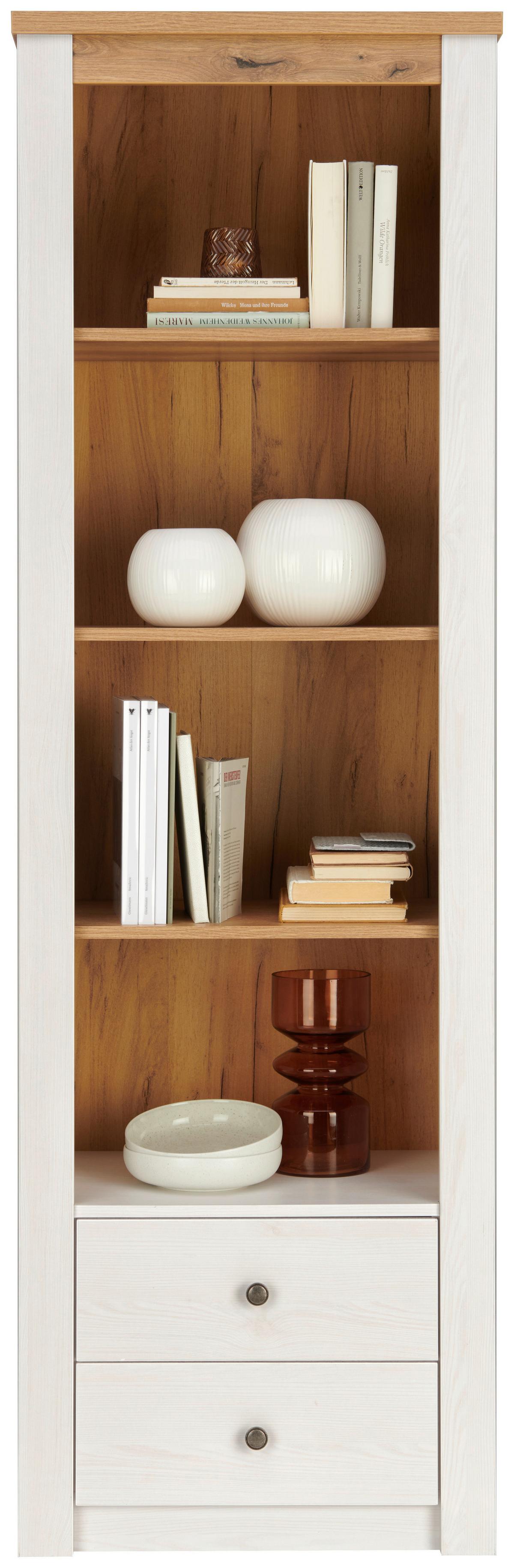 Knjižna Omara Rovigio, Barva Macesna, Bela - bela/barve macesna, Konvencionalno, kovina/umetna masa (62/196,5/42cm) - Landscape